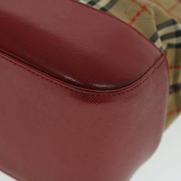 Burberrys Nova Check Hand Bag Canvas Beige Red Auth 53246 - Picture 14 of 16